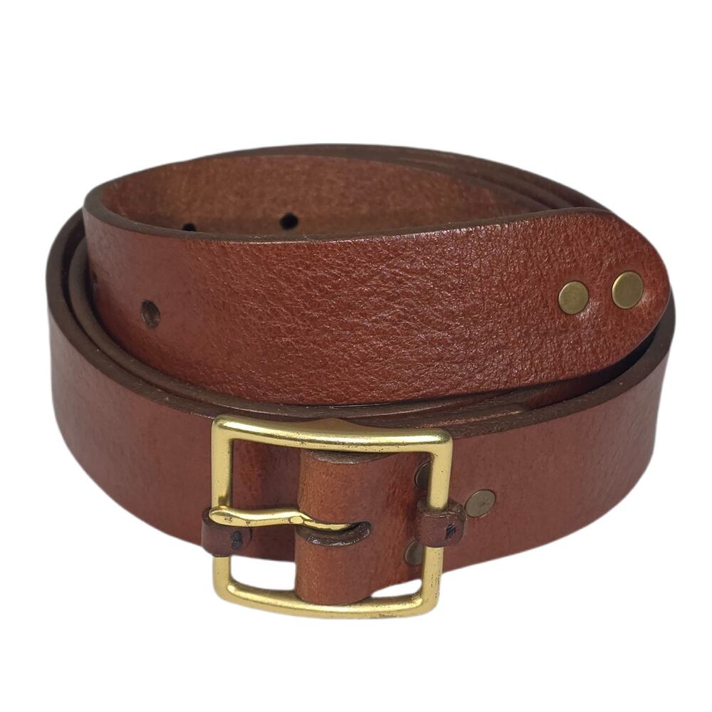 DE PALMA “MONA” GENUINE BROWN LEATHER BELT – BRASS BUCKLE – 44" LENGTH